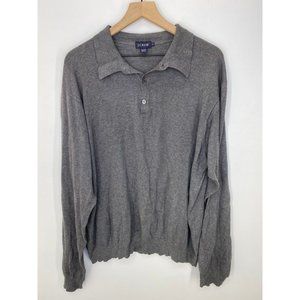 J. Crew Men's Long Sleeve Polo Shirt Gray Size XL